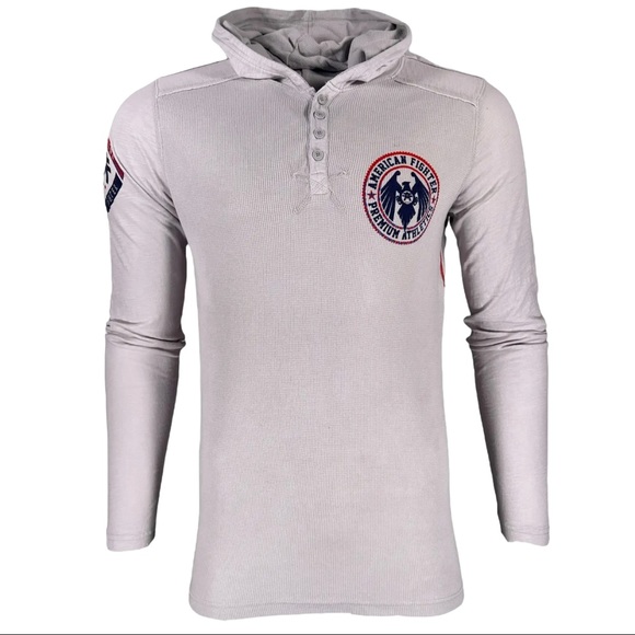 American Fighter Mens Long Sleeve Hoodie CAPELLA Shirt Gray S-3XL - Picture 2 of 8